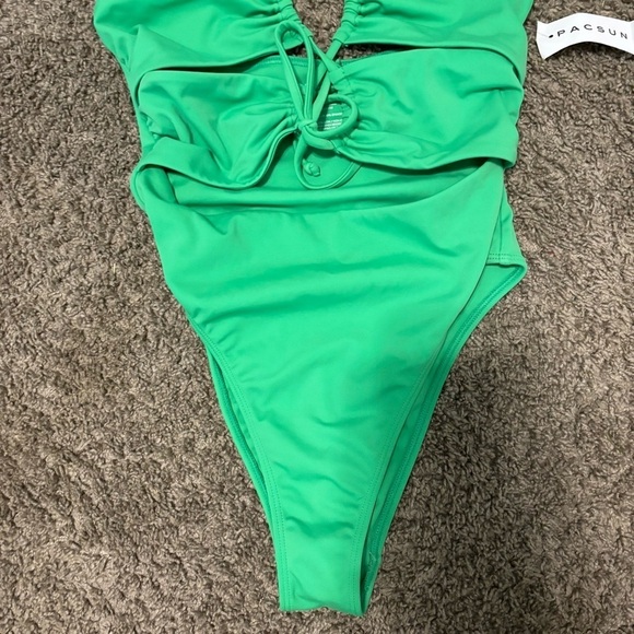 Pacsun LA Hearts Green Laurel Cutout Halter One Piece Swimsuit NWT - Picture 5 of 7